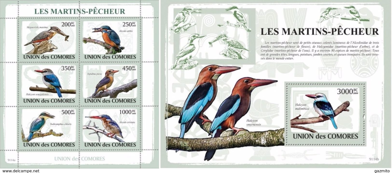 Comores 2009, Animals, Kingfisher, 6val In BF+BF - Albatros