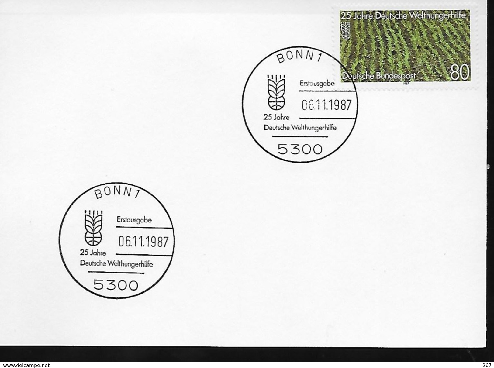 ALLEMAGNE    Carte FDC 1987  Contre La Faim Dans De Le Monde - Against Starve