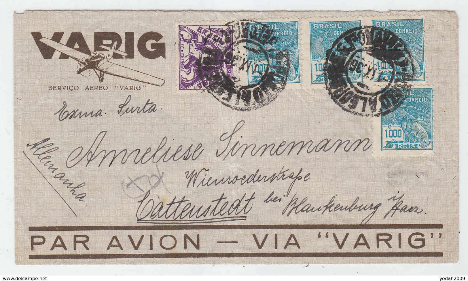 Brazil/Germany VARIG AIRMAIL COVER 1936 - Airmail (Private Companies)