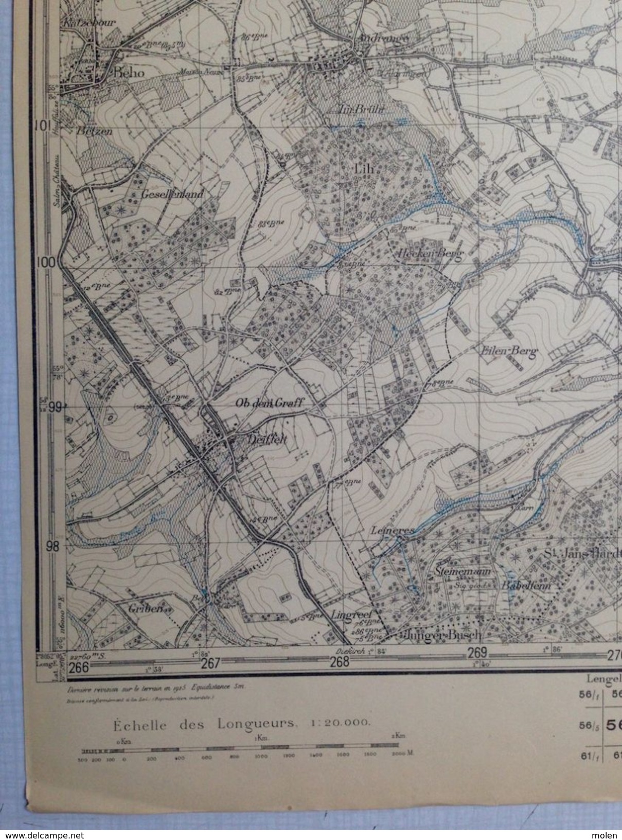 CARTE D ETAT MAJOR 56/6 1925 THOMMEN Burg-Reuland MALDINGEN BEHO ALDRINGEN DEIFFELT ESPELER OUDLER DURLER BRAUNLAUF S741 - Burg-Reuland