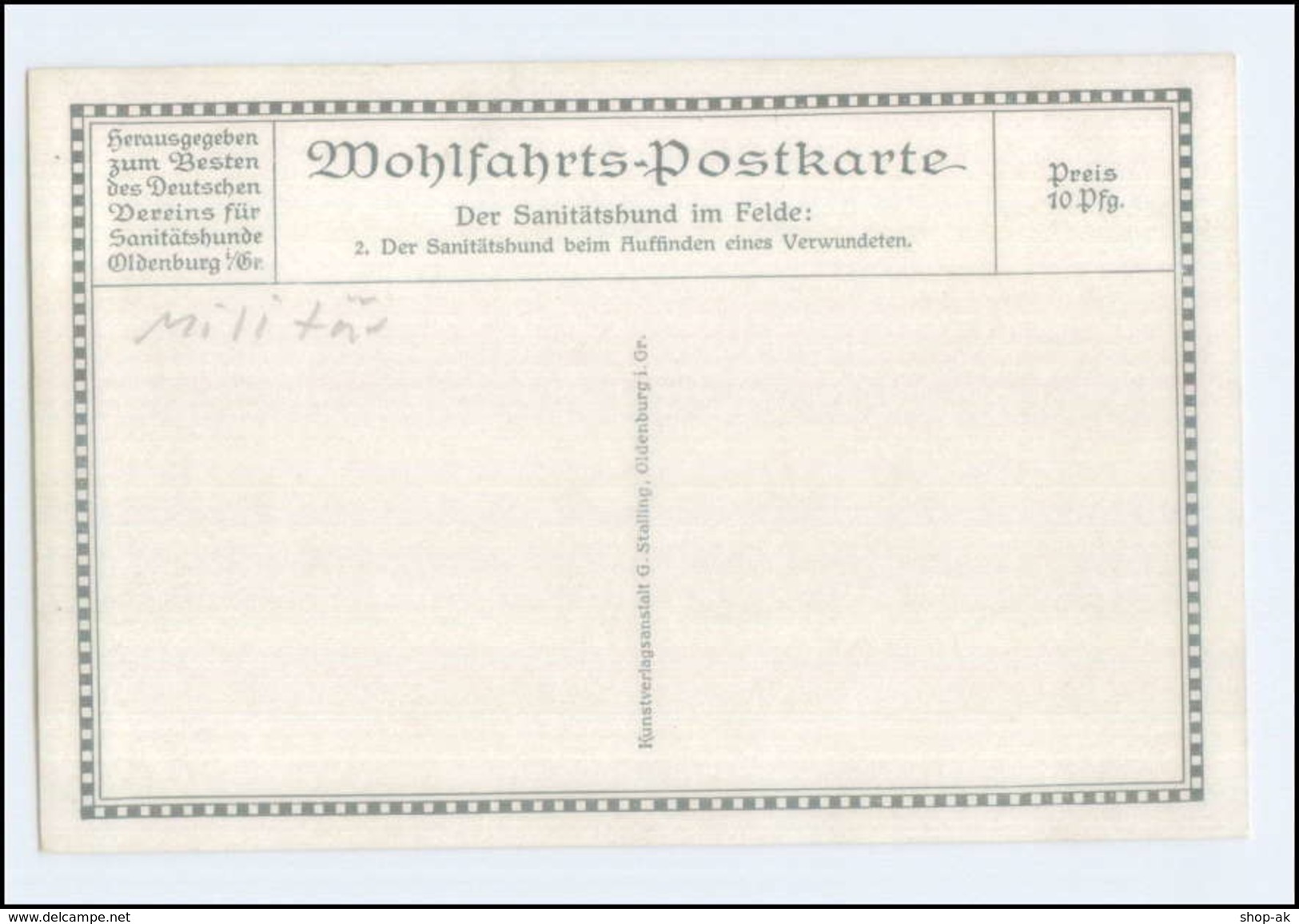 N8616/ Sanitätshund Im Felde Schäferhund Rotes Kreuz Wohlfahrts AK WK1 - Weltkrieg 1914-18