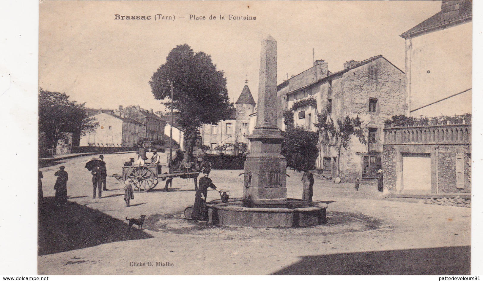 CPA Animée (81) BRASSAC Place De La Fontaine - Brassac