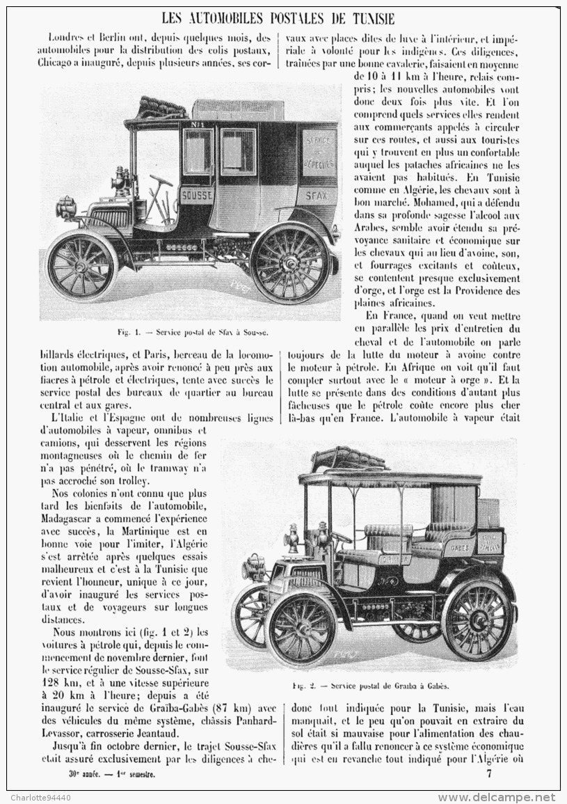 LES AUTOMOBILES POSTALES De TUNISIE  1902 - Other & Unclassified