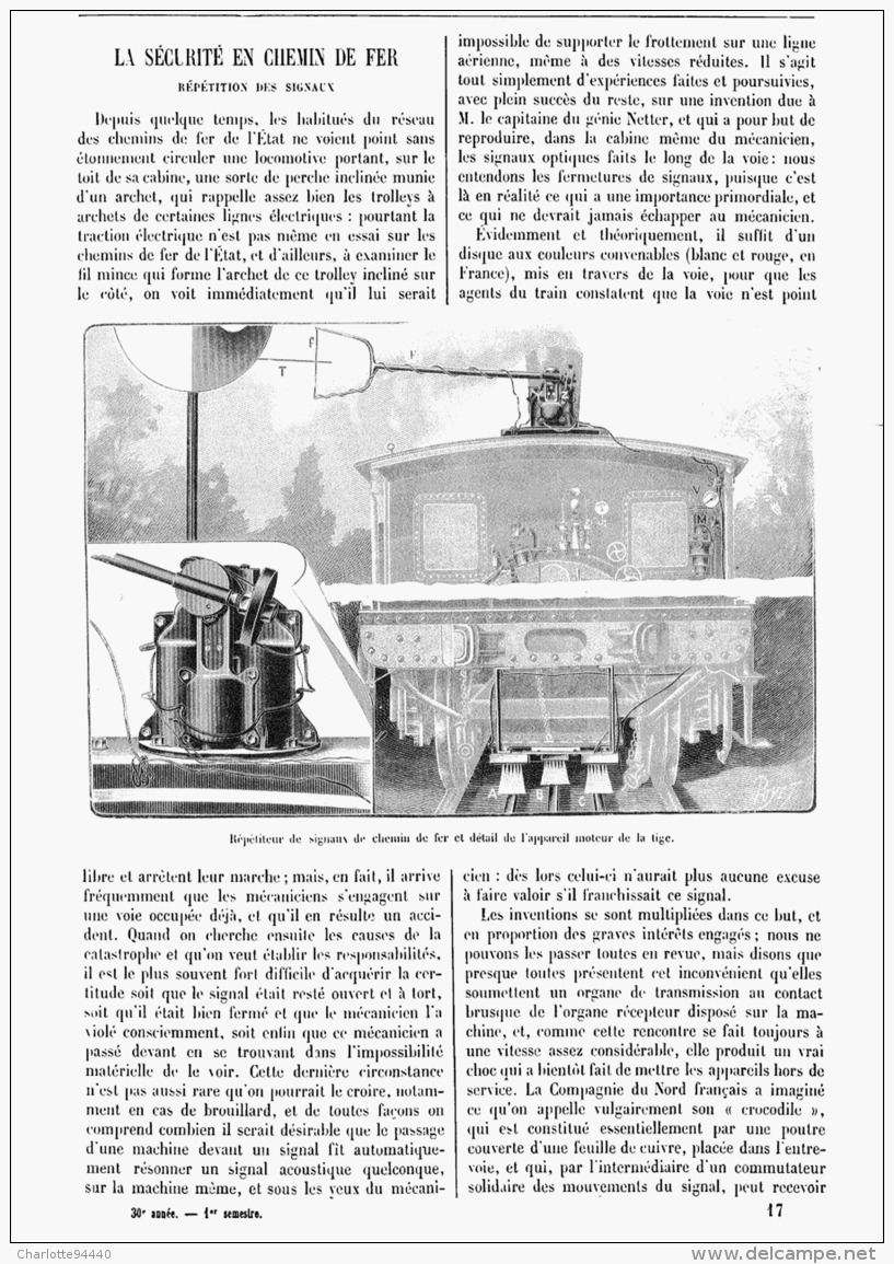 LA SECURITE E CHEMIN De FER  " REPETITION DES SIGNAUX "  1902 - Chemin De Fer