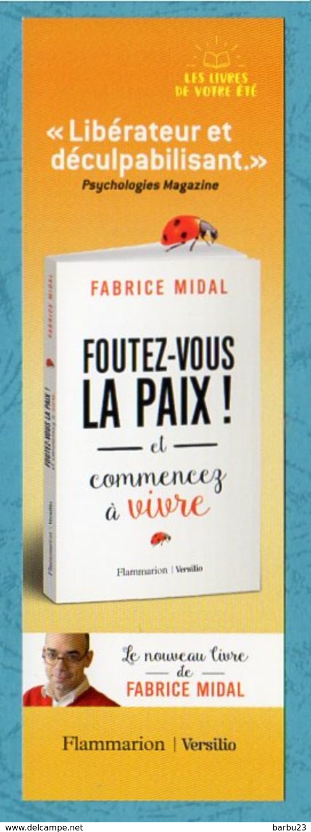 Marque Pages Fabrice Midal Foutez-vous La Paix   Scan Recto/verso - Marque-Pages