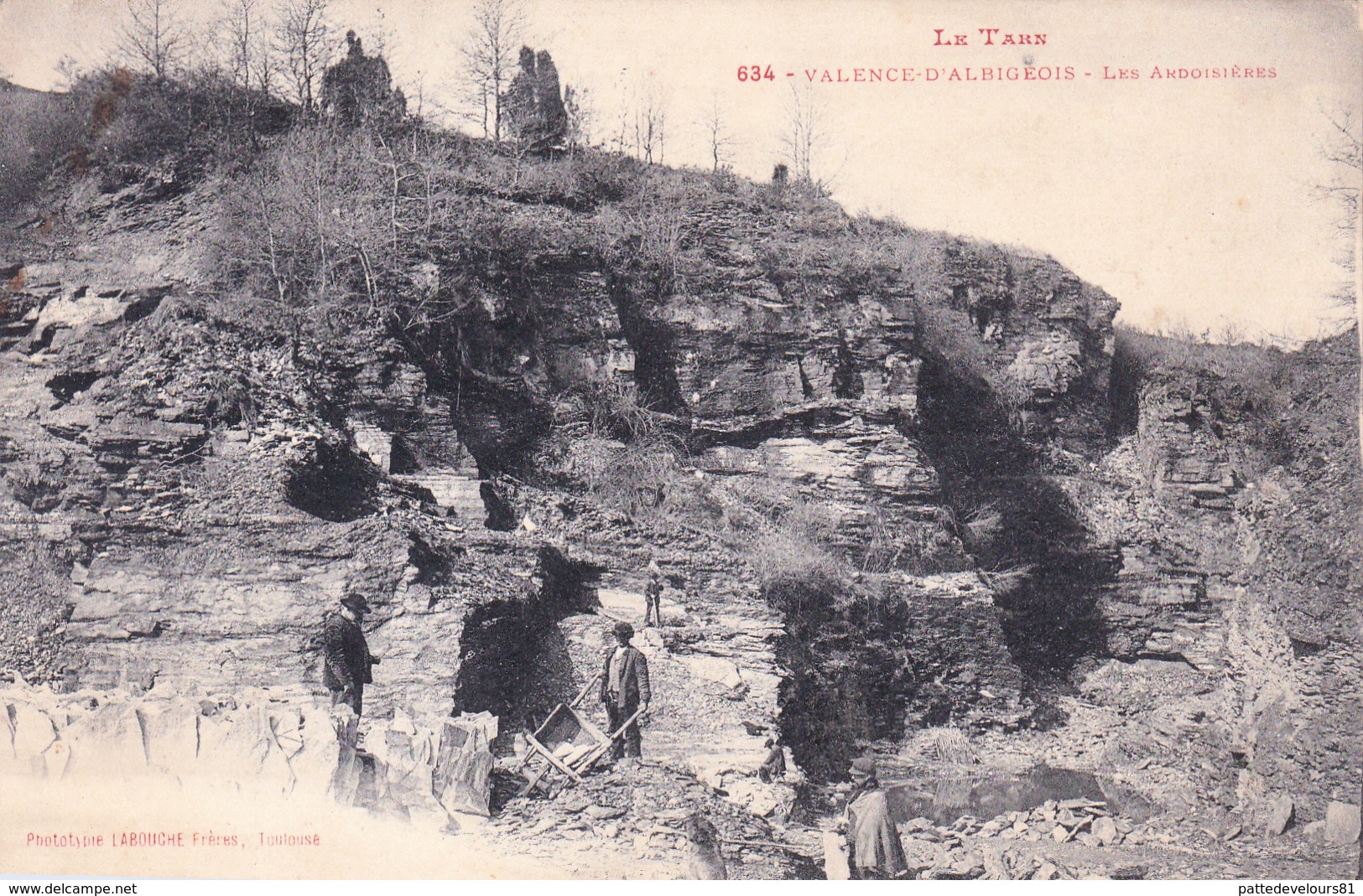 CPA Animée (81) VALENCE D' ALBIGEOIS Les Ardoisières Ardoisier Métier Ouvrier - Valence D'Albigeois