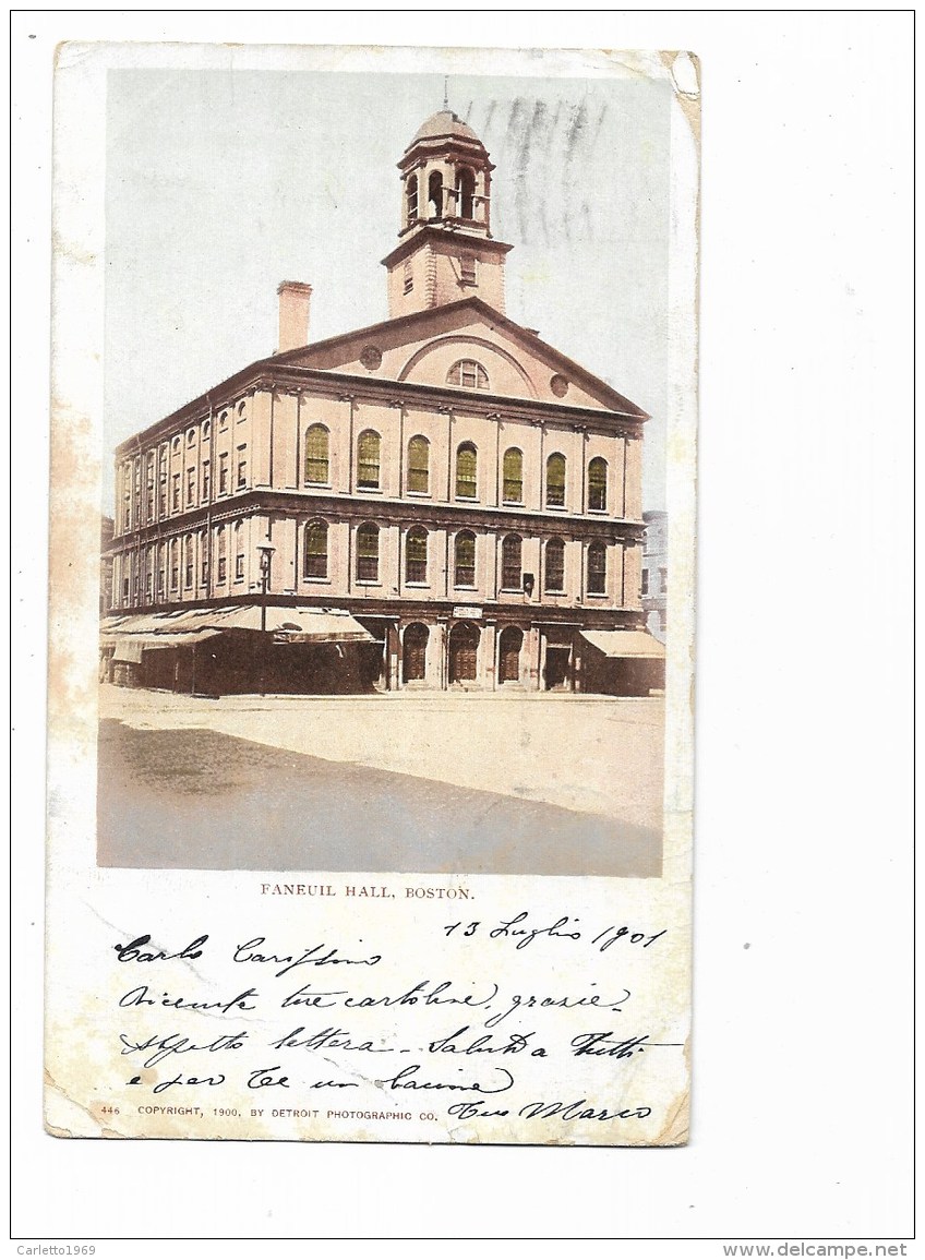 BOSTON FANEUIL HALL, 1901   VIAGGIATA FP - Boston