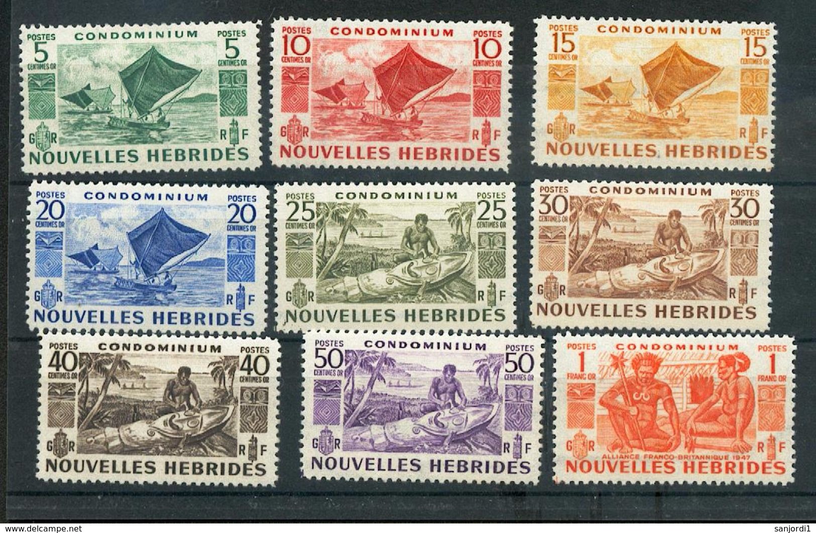 Nouvelles Hébrides 144 154 Série Courante Neuf Avec Trace De Charnière* TB Certains Filigrane Cote 75 - Unused Stamps