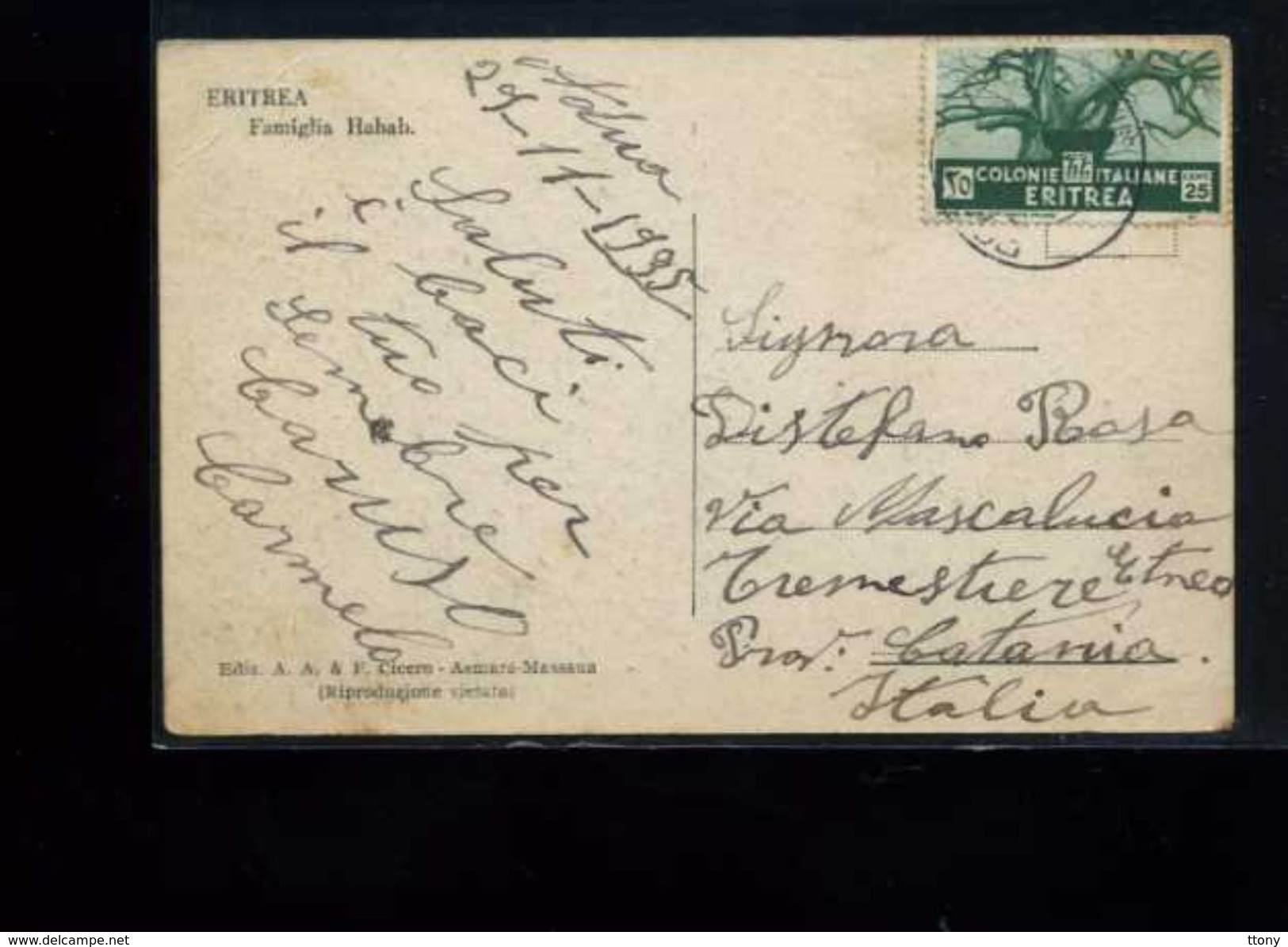 CPA  Erythrée               1935   Colonie Italie - Erythrée