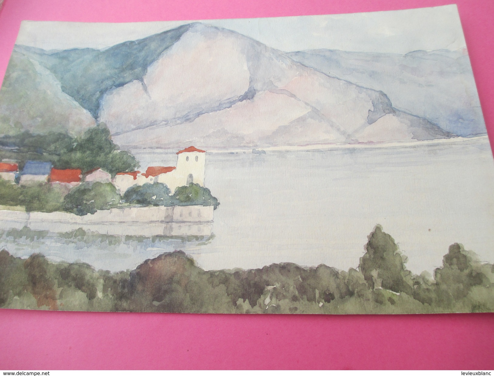 Petite Aquarelle Sur Canson/Non Encadrée/Bord De Lac En Montagne/ Suisse ? Italie?/Vers 1950 - 1960   GRAV230 - Watercolours