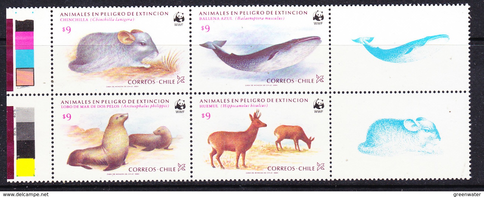 Chile 1984 WWF / Endangered Animals 4v  + Margins (traffic Lights)** Mnh (36389) - Chili