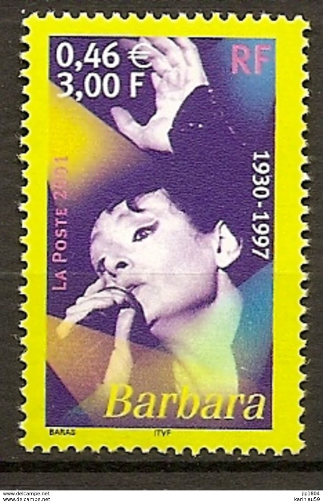 FRANCE / 2001 / Y&T N° 3396 - Barbara - Unused Stamps