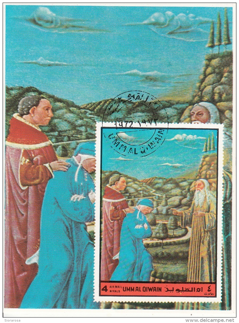 Bf. Umm Al Qiwain 1972 Dante Alighieri Virgilio Divina Commedia Purgatorio Miniatura Illustrazione Fg. 1 - Cristianesimo