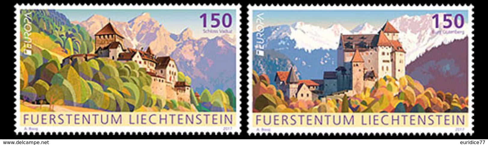 Liechtenstein 2017 - Europa 2017 &ndash; Palaces And Castles Stamp Set Mnh - Ungebraucht