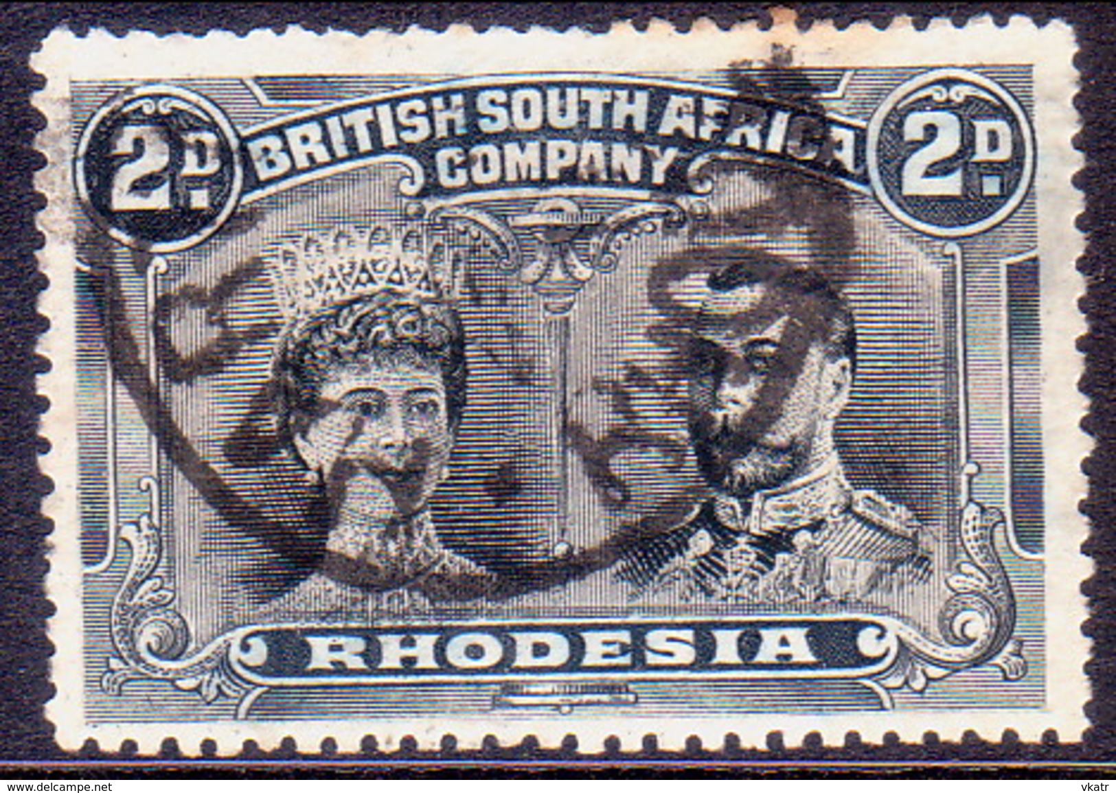 RHODESIA 1910 SG #128 2d Black And Slate-grey Perf.14 - Southern Rhodesia (...-1964)