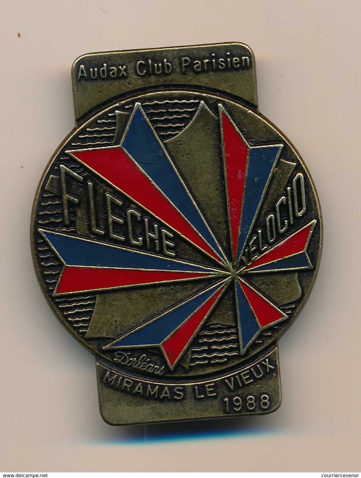 Badge (fixation épingle) - AUDAX CLUB PARISIEN - Flèche Velocio - MIRAMAS LE VIEUX 1988 - Cycling