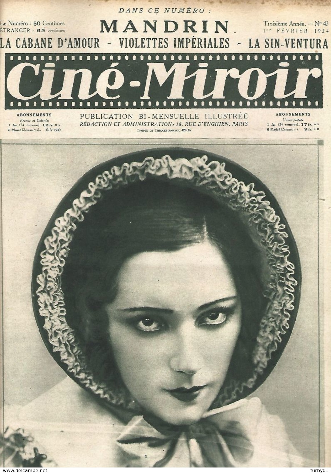 Cine Miroir  N° 43 1er Février 1924  Raquel Meller - Romuald Joubé - Charlie Caplin - Edna Purviance - 1900 - 1949
