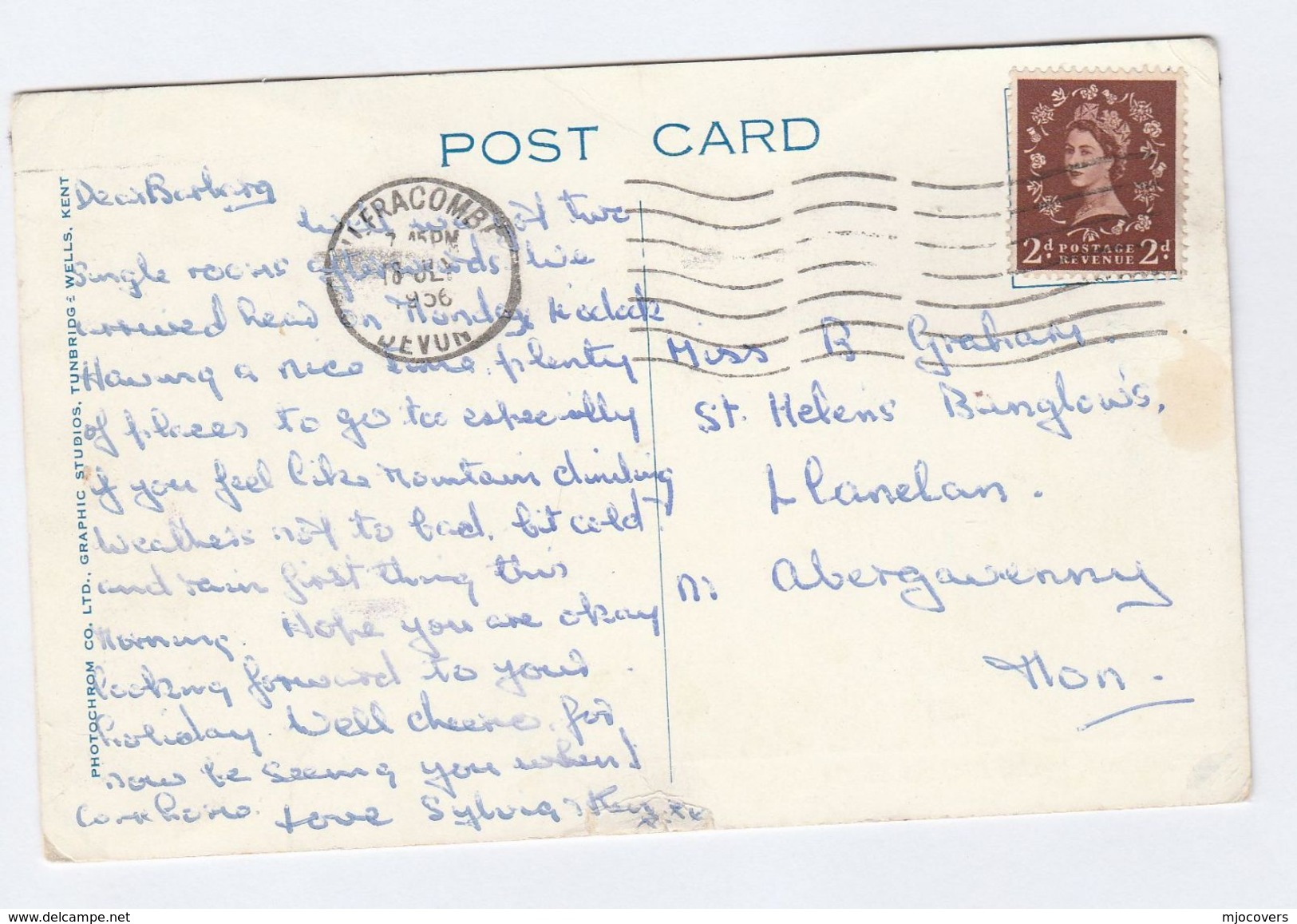 1956 Postcard WILDERSMOUTH BEACH Ilfacombe GB Stamps Cover - Ilfracombe