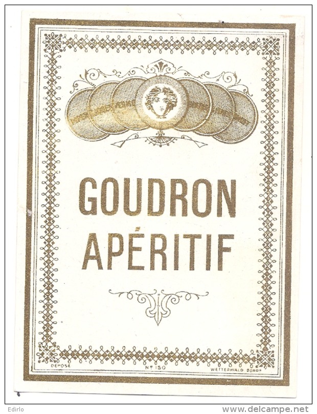 étiquette   -apperitif GOUDRON    ---  Amnci Ou Points De Colle - Whisky