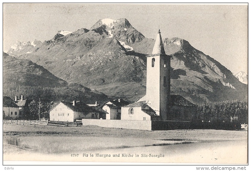 ---- KXK --- Piz La Margna Und Kirche In Basglia Unused TTB - Autres & Non Classés