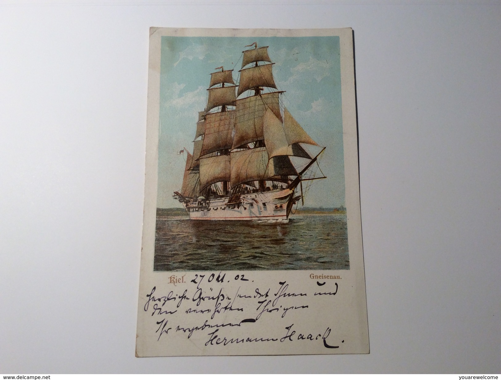 HERMANN HACK (1872-1966) Autogramm Dt. Geograph U. Kartograph Auf Ak "Gneisenau Kiel 1902" (autograph Geographer - Sonstige & Ohne Zuordnung