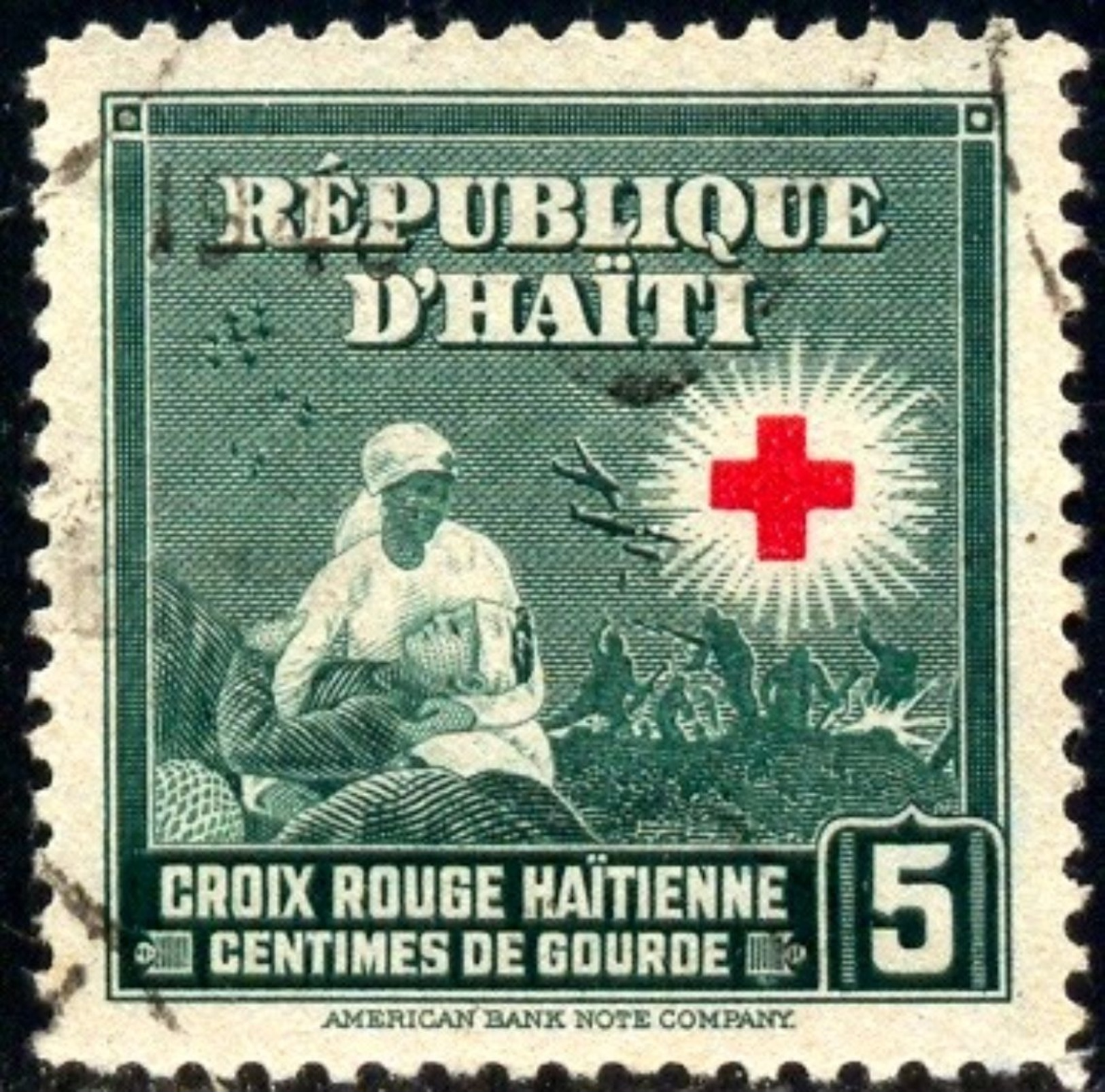 Red Cross, Nurse & Wounded Soldier On Battlefield, Hungary Stamp SC#362 Used - Haïti