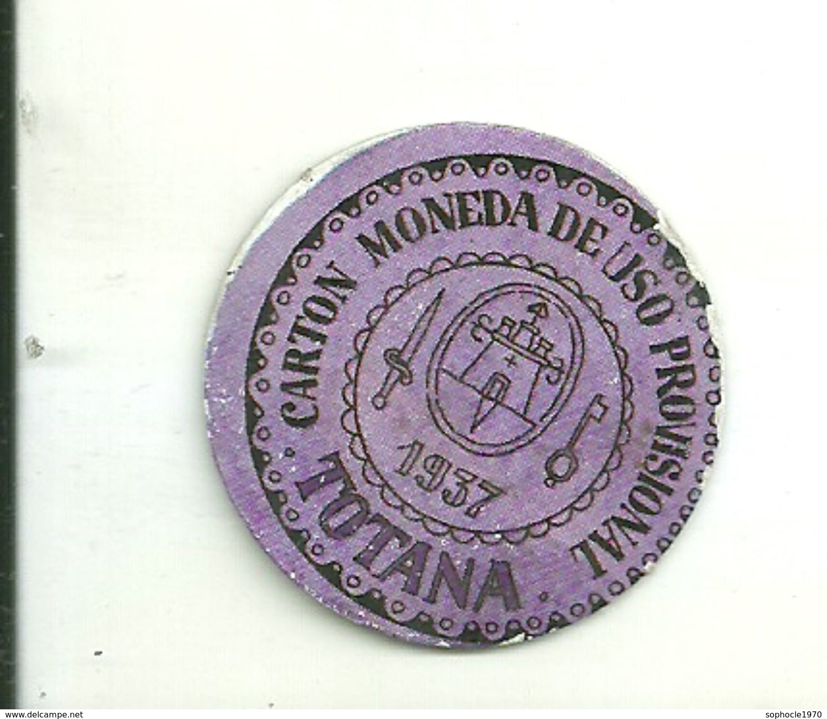 ESPAGNE - 1937 - République Espagnole - MURCIE - TOTANA- Carto Monéda De Uso Provisional Monnaie Carton Timbre - Notgeld