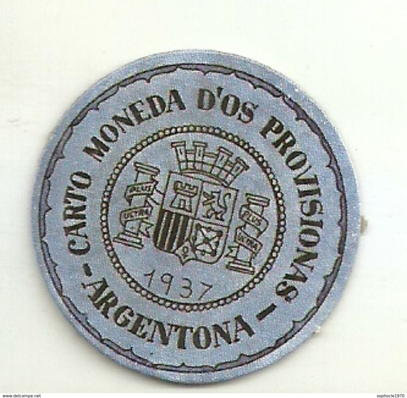ESPAGNE - 1937 - République Espagnole - CATALOGNE - BARCELONE - Carto Monéda D'Os Provisionnas Monnaie Carton Timbre -  Necessity Money