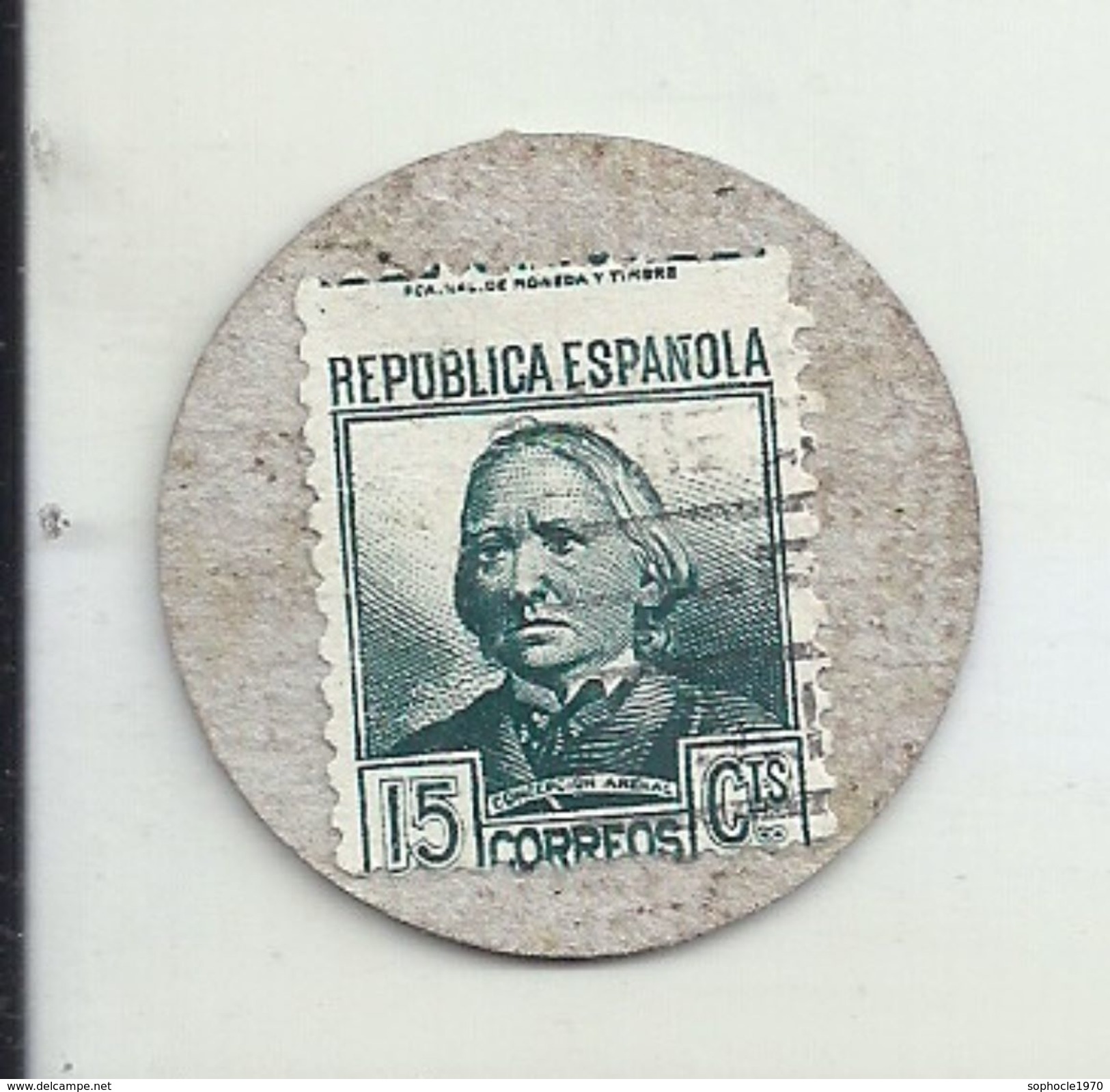 ESPAGNE - 1937 - République Espagnole  CATALOGNE - GERONE  PALAFRUGELL-  Monéda D'Os Provisionas - Monnaie Carton Timbre -  Monnaies De Nécessité