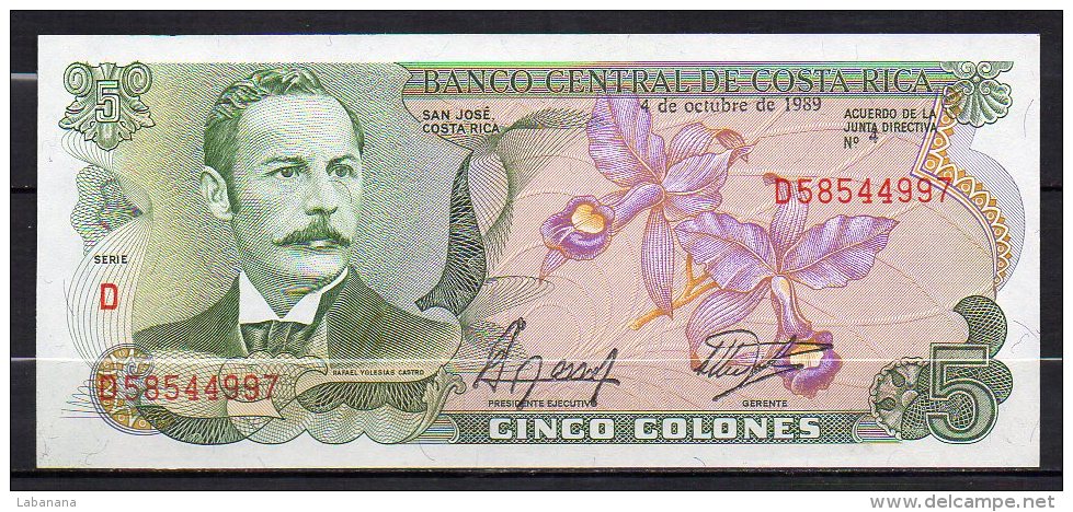 529-Costa Rica Billet De 5 Colones 1989 D585 Neuf - Costa Rica