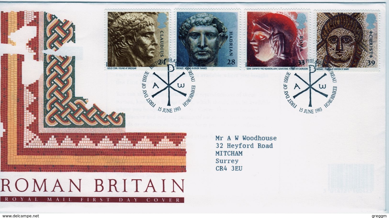 Great Britain First Day Cover To Celebrate Roman Britain 1993. - 1991-2000 Decimal Issues