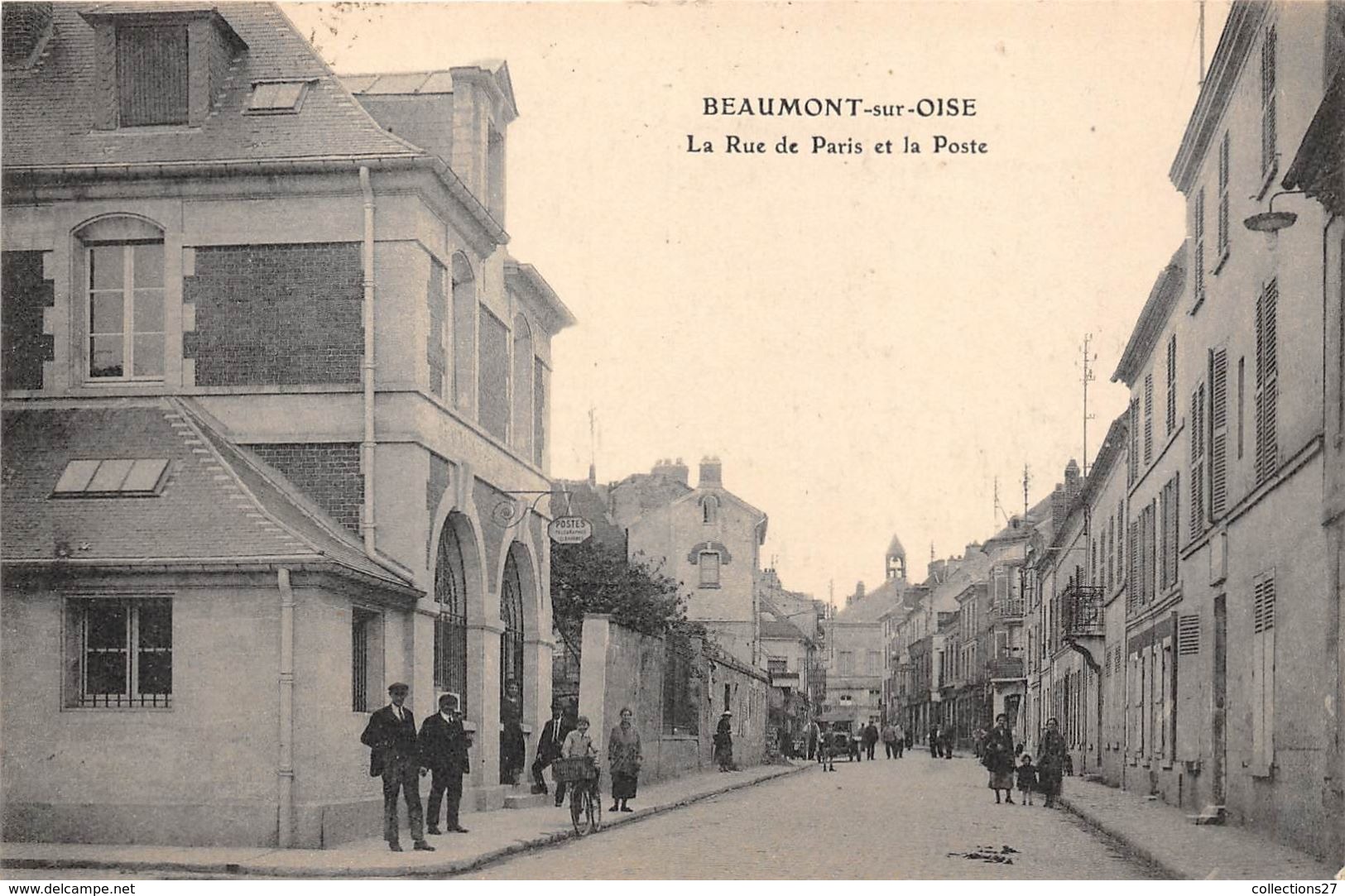 95-BEAUMONT-SUR-OISE- RUE DE PARIS ET LA POSTE - Beaumont Sur Oise