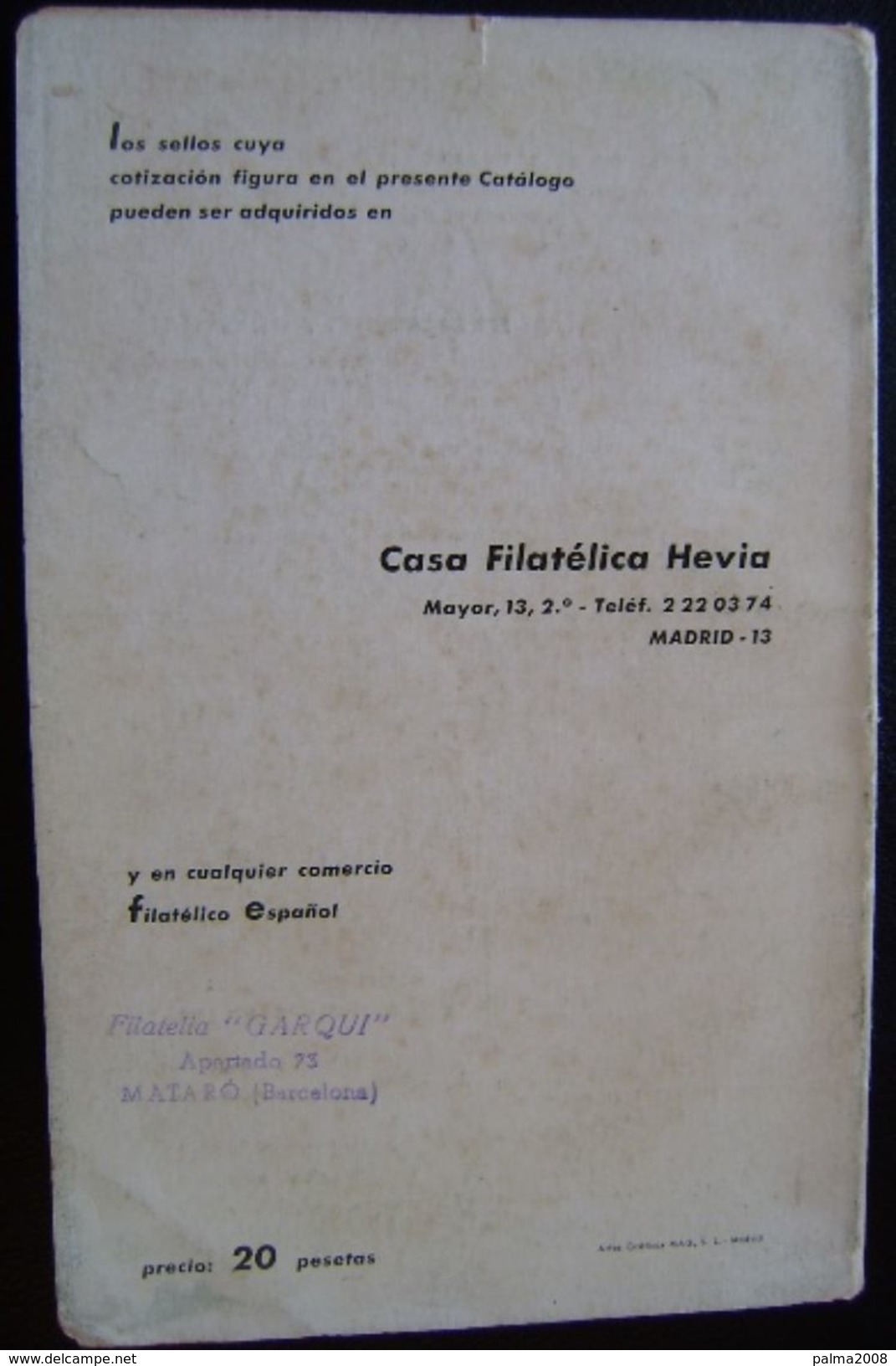 CATALOGO DE ESPAÑA Y EXCOLONIAS -- HEVIA DEL AÑO 1962 -- VER FOTOS ADICIONALES - Espagne