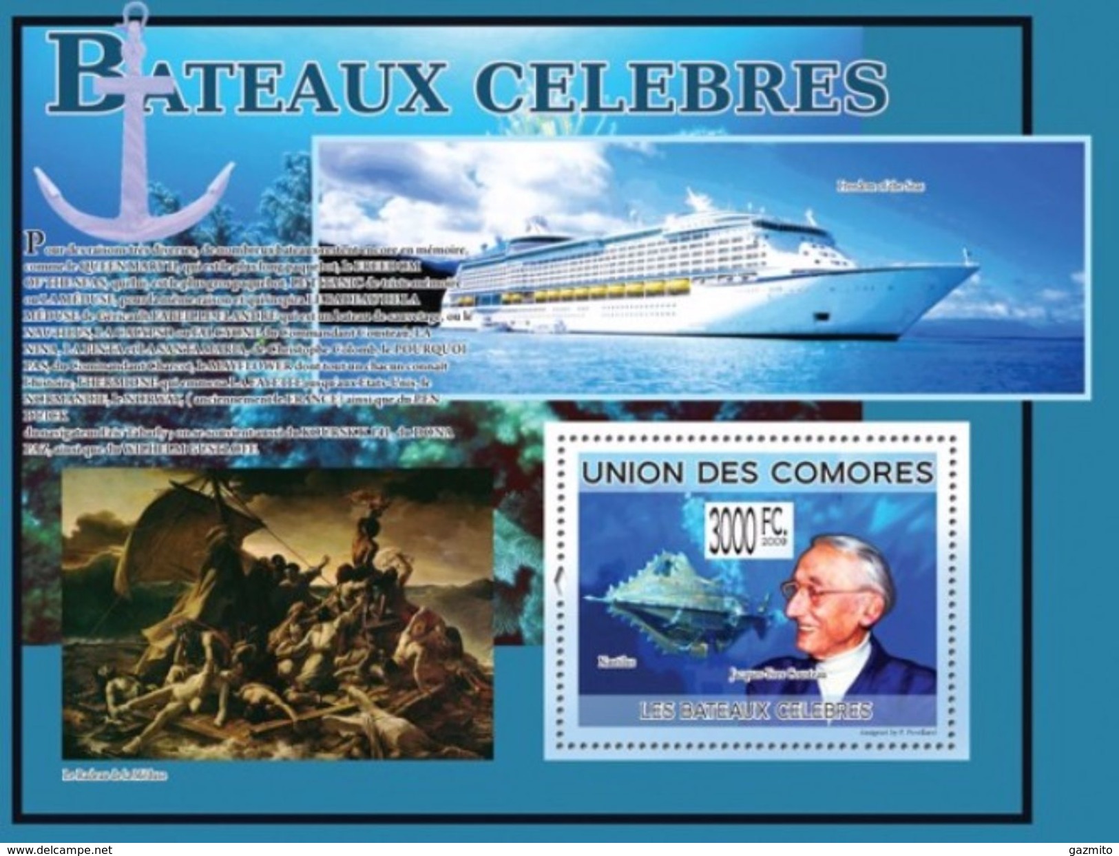Comores 2009, Famous Ships, Submarine Nutilus, J. Custeau, BF - Tauchen