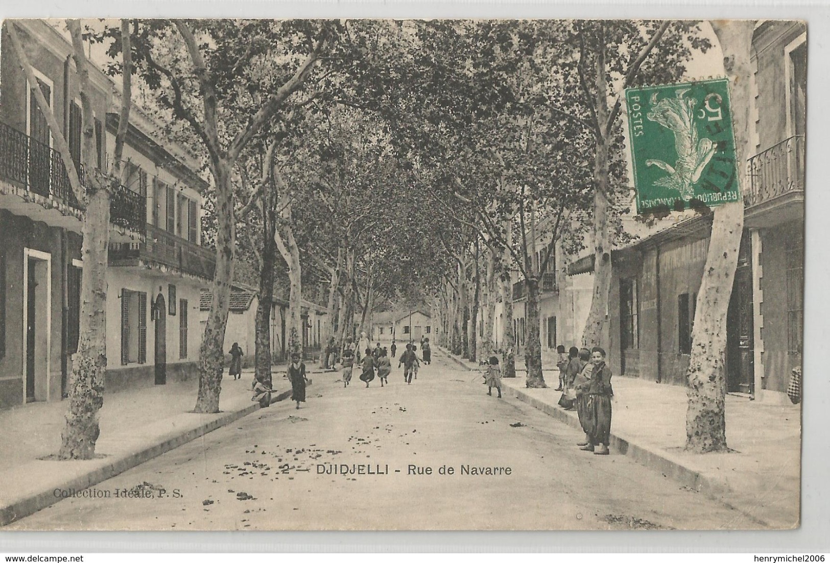 Algérie - Djidjelli Rue Navarre Animée 1912 - Sonstige & Ohne Zuordnung