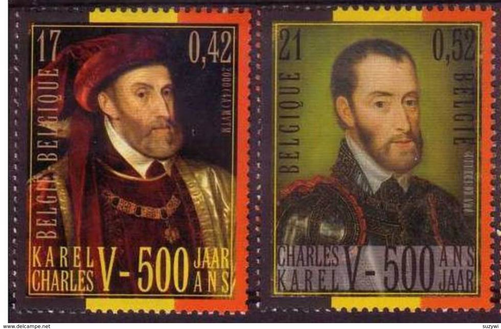 Belgium**Emperor Charles V-Charlequint-Keizer Karel-2vals-2000-Joint Issue With Spain - Unused Stamps