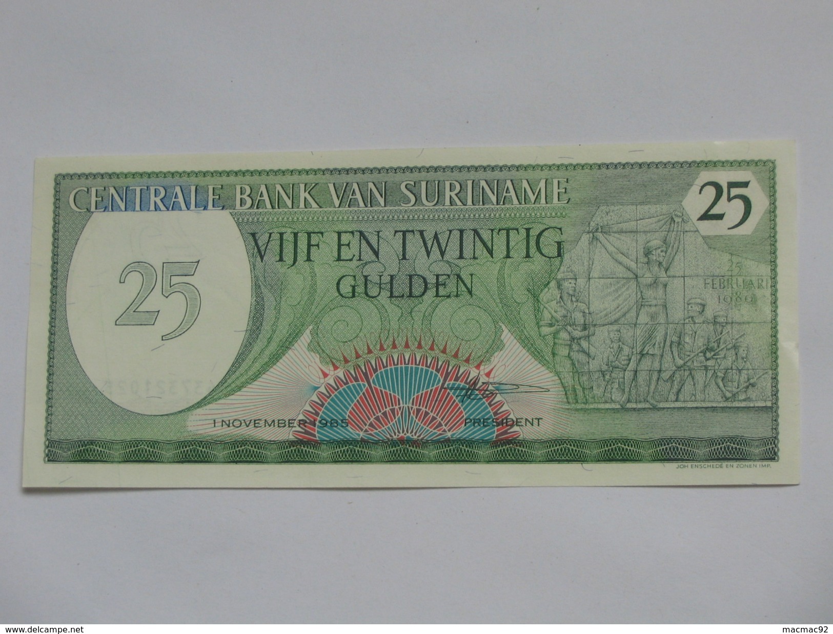 Suriname - 25 Vijf En Twinting Gulden 1985  Central Bank Van SURINAME   **** EN ACHAT IMMEDIAT **** - Surinam