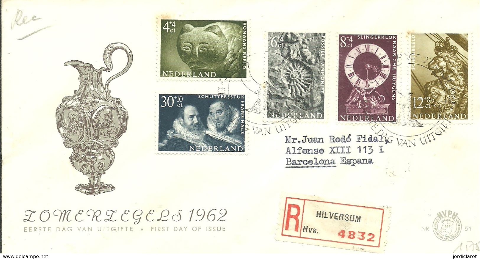 FDC 1962 REGISTERED HILVERSUM - FDC