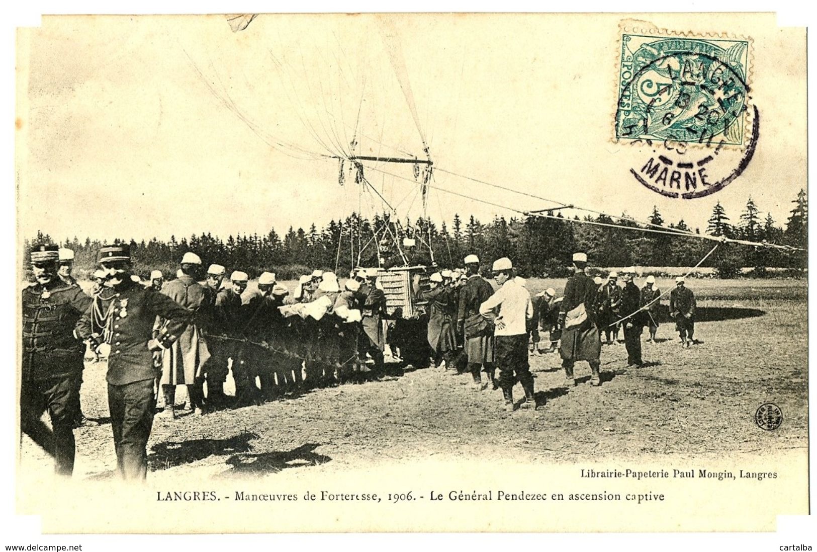 CPA 52 Haute-Marne Langres Manoeuvres De Forteresse 1906 Le Général Pendezec En Ascension Captive Animé - Langres