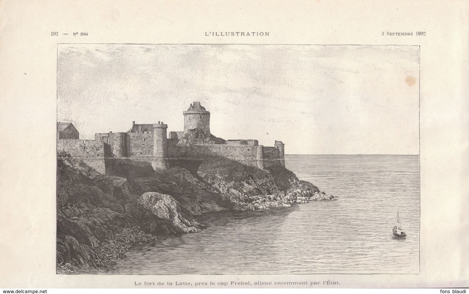 1892 - Gravure Sur Bois - Plévenon (Côtes-d'Armor) - Le Fort La Latte - FRANCO DE PORT - Non Classés