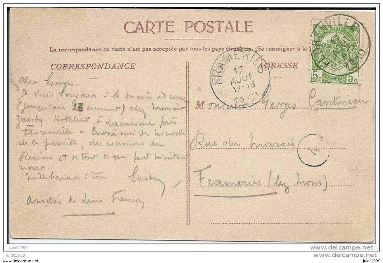 FLORENVILLE ..--  Panorama . 1910 Vers FRAMERIES ( Mr Georges CANTINEAU ) .   Voir Verso . - Florenville