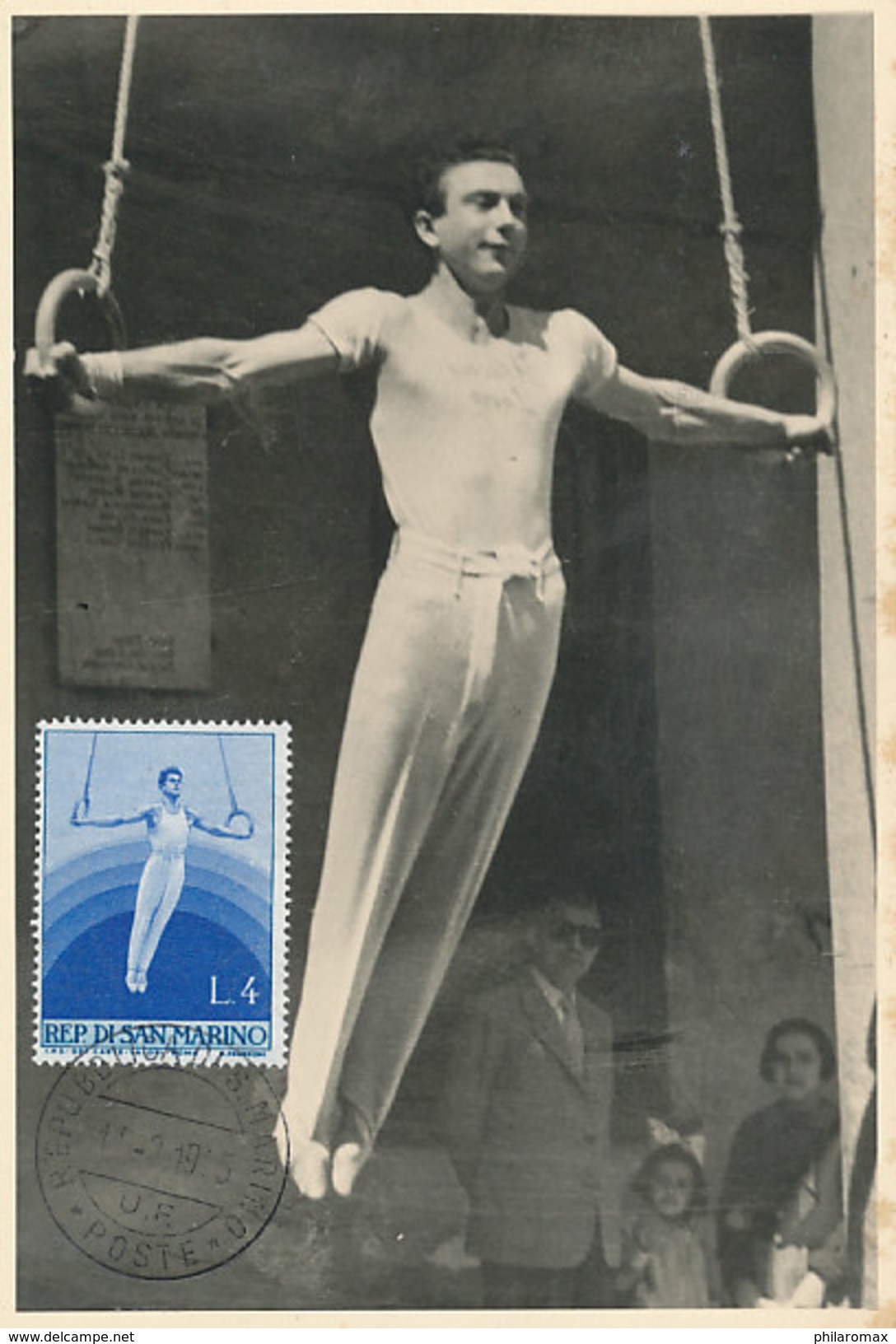 D30619 CARTE MAXIMUM CARD RR 1955 SAN MARINO - GYMNASTICS RINGS CP ORIGINAL - Gymnastics