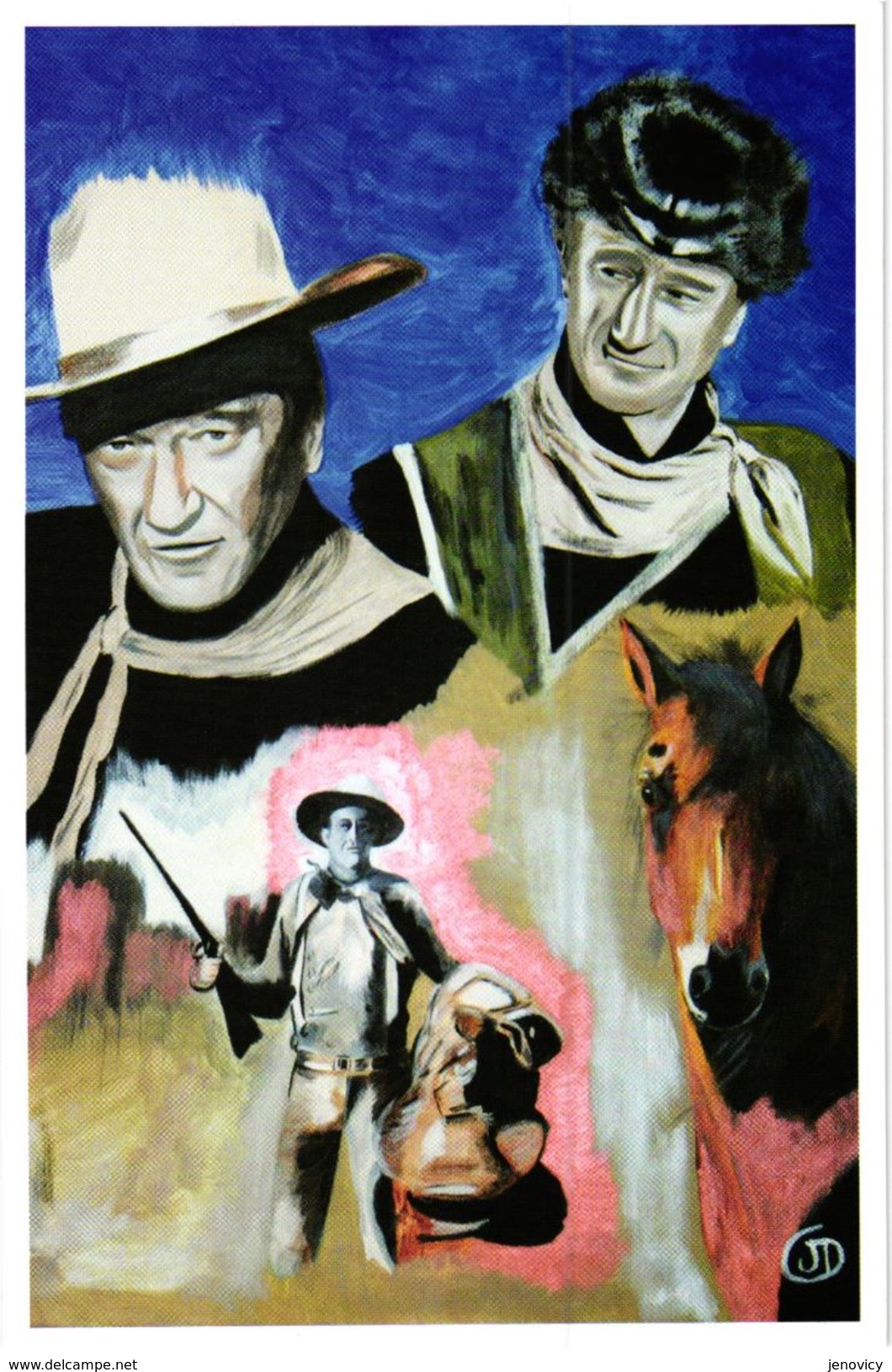 REF361  DESSIN JOHN WAYNE SIGNEE JD POUR ASSOCIATION VOLE ! PAPILLON - Schauspieler