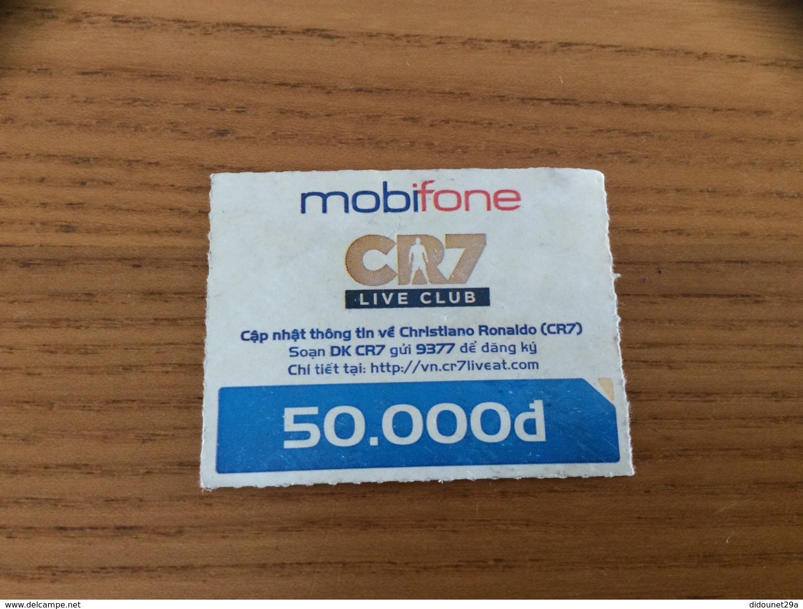 Télécarte Pré-payer 50.000d "mobifone CR7 LIVE CLUB Christiano Ronaldo" Vietnam - Vietnam