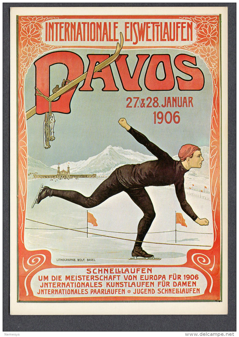 KÜNSTLER Unbekannt Für Verkehrsverein Davos 1906 FG NV SEE SCAN Poster Reproduction On Postcard - Altri & Non Classificati