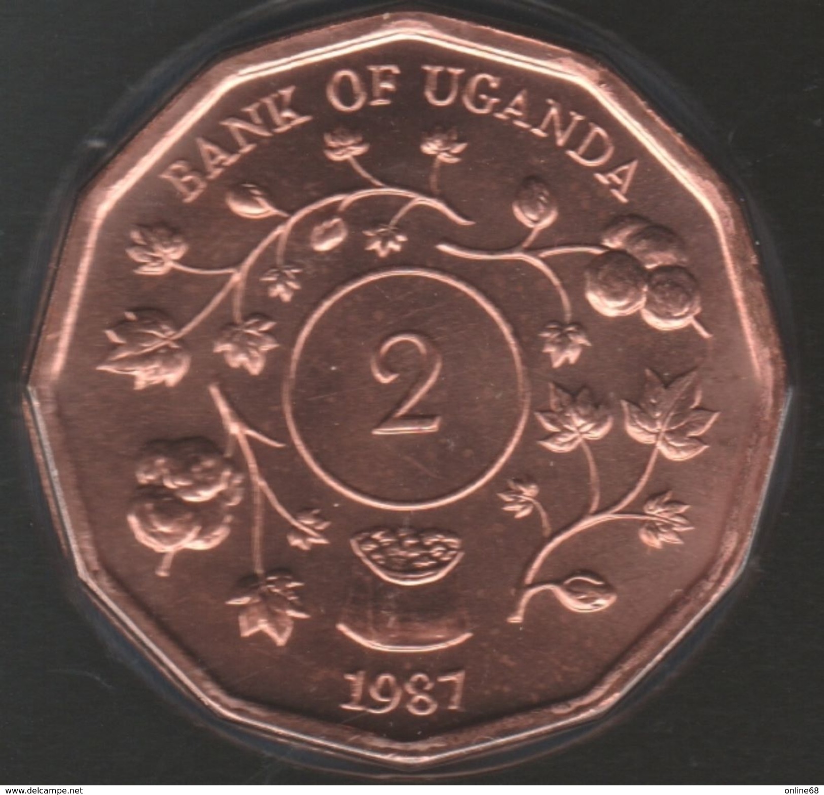UGANDA 2 SHILLINGS 1987 KM# 28 Dodecagonal 12-sided COIN - Uganda