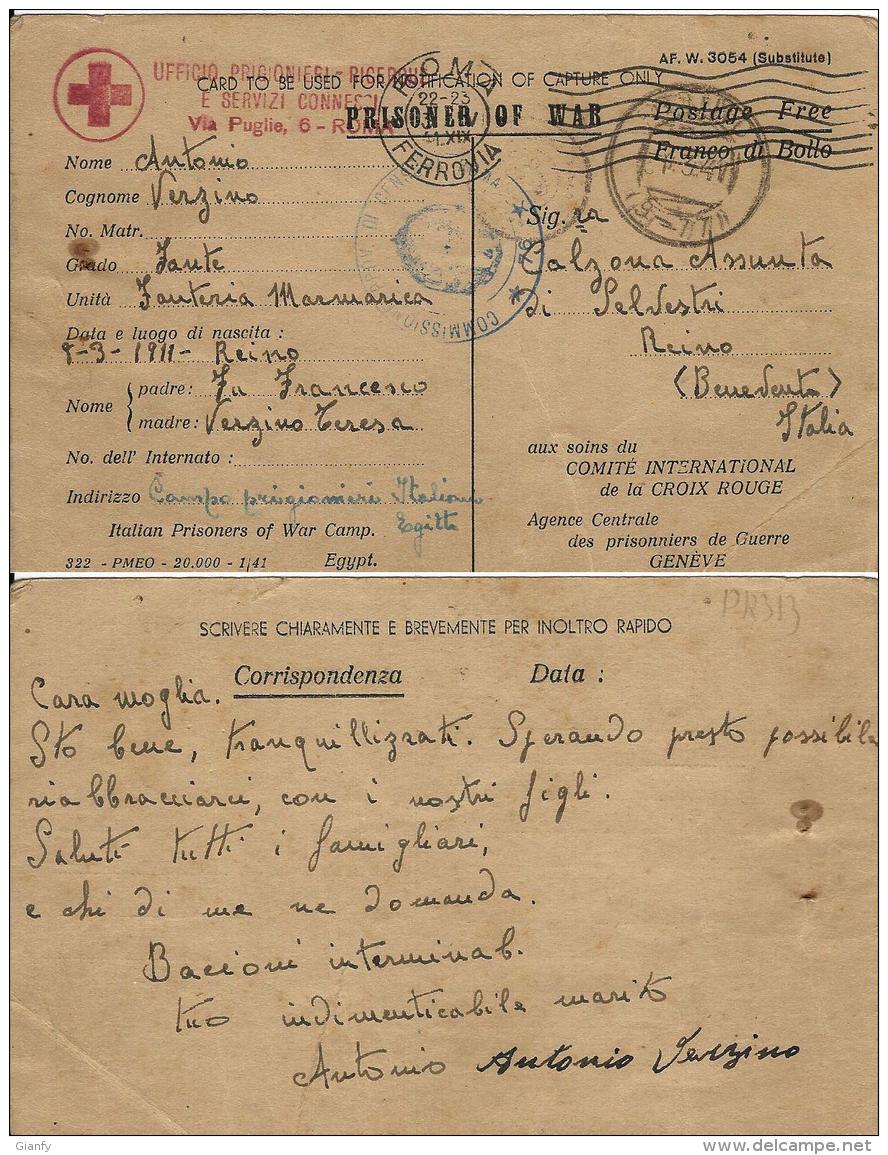 CAMPO PRIGIONIERI TRANSIT POW CAMP RAS EL TIN EGITTO 1941 X REINO - Military Mail (PM)