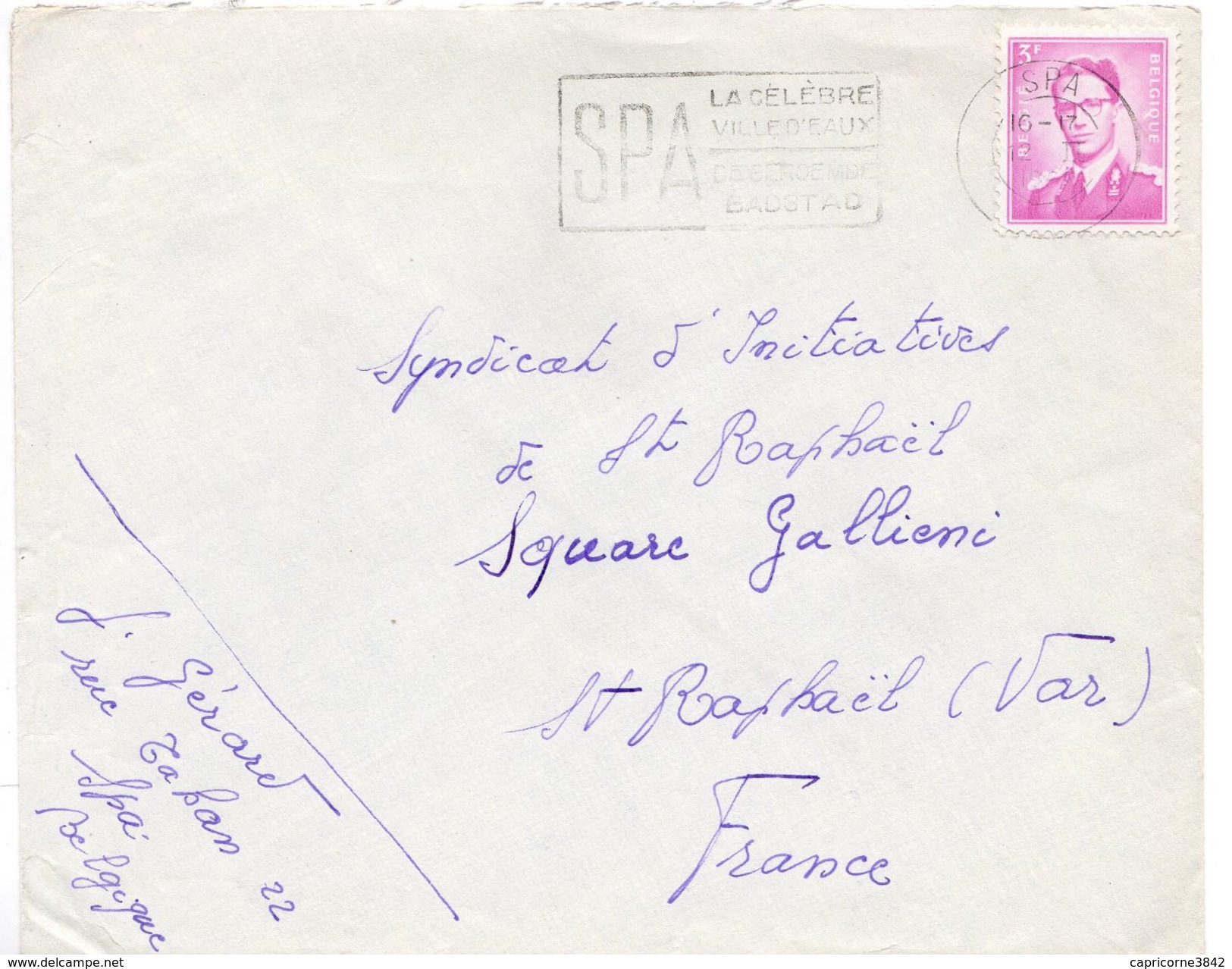 1967 - Belgique - Obl "SPA LA CELEBRE VILLE D'EAU" - Tp Roi Baudoin N°1067 - Other & Unclassified