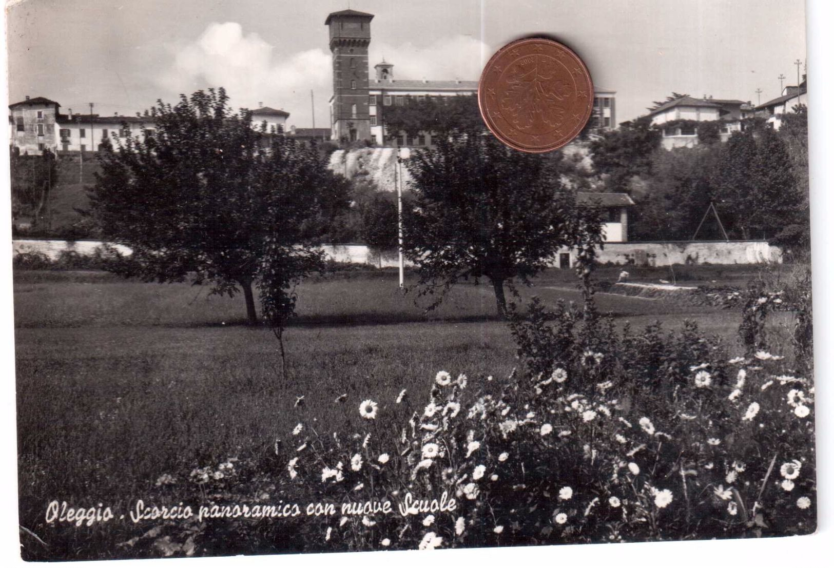 OLEGGIO NOVARA SCORCIO PANORAMICO CON NUOVE SCUOLE VIAGGIATA 1957 - Altri & Non Classificati