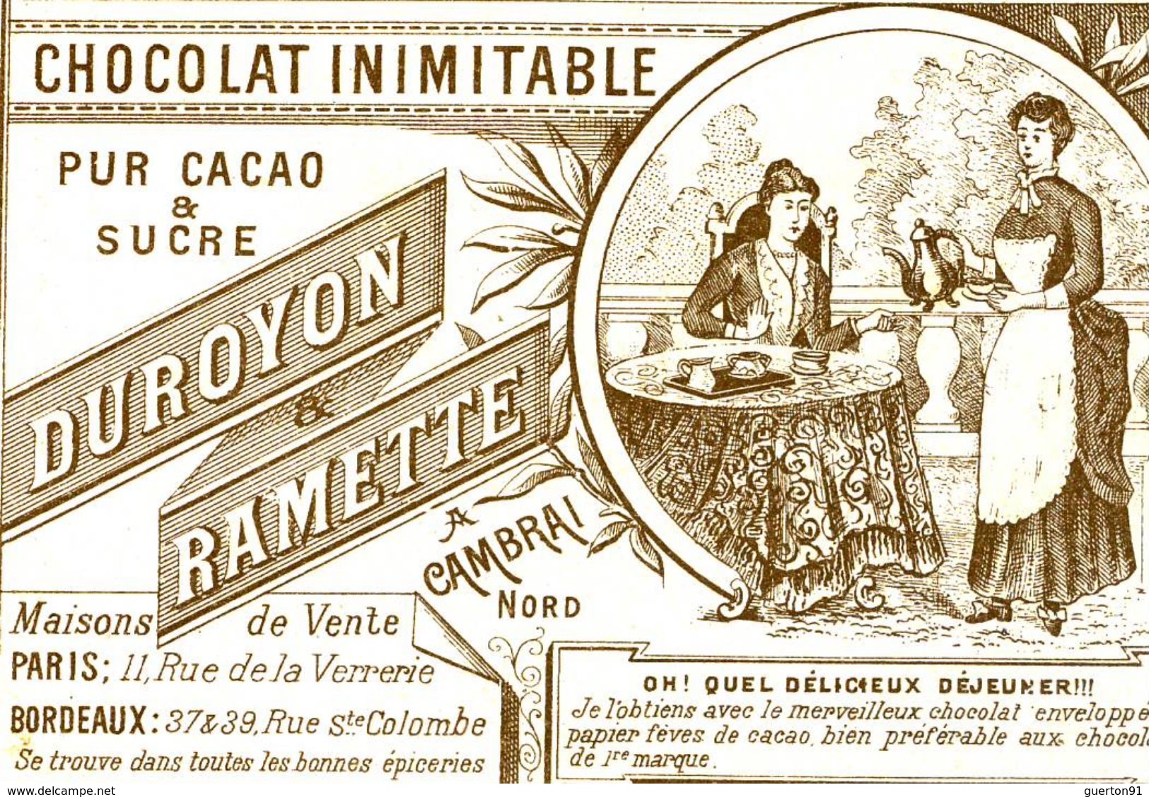 ( CHROMOS) LE DEPART POUR LA CHASSE Chocolat Duroyon Et Ramette  Cambrai     (b.bur Theme) - Duroyon & Ramette